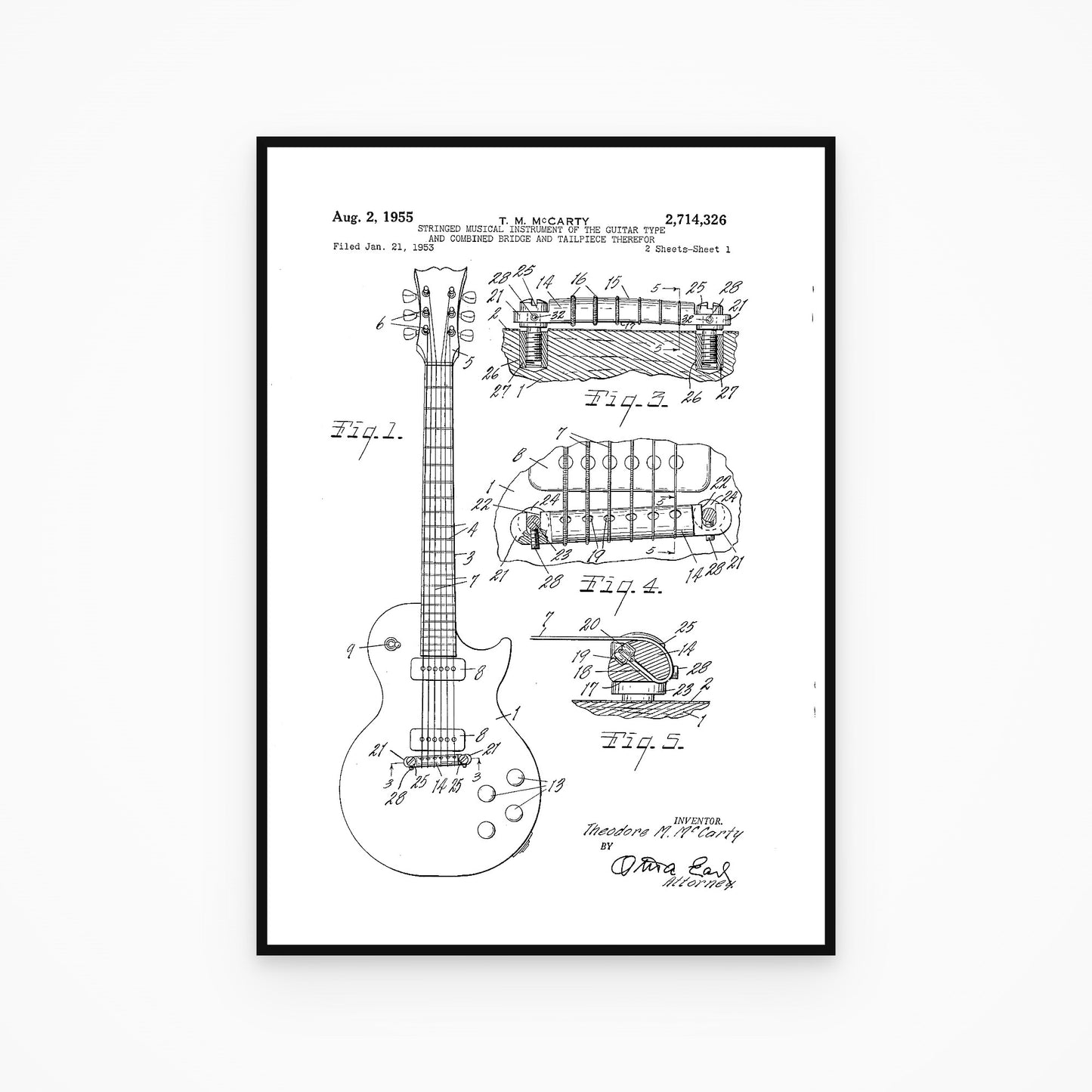 Gibson Les Paul Guitar Patent Print