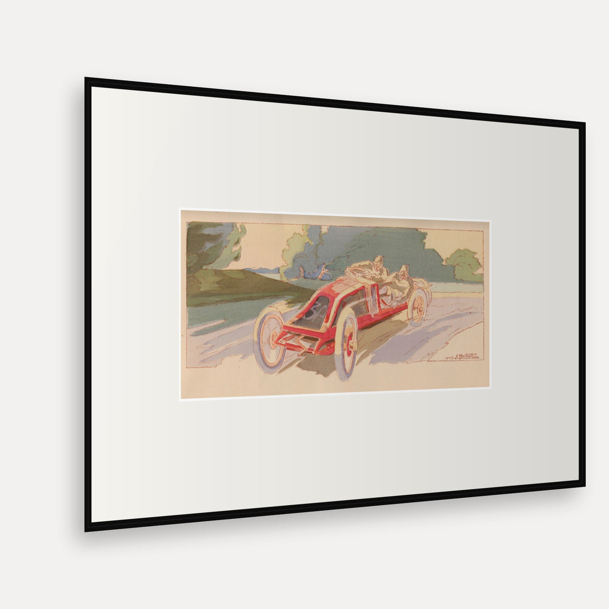 Circuit de la Sarthe 1906, Renault - Ernest Montaut framed print shown at an angle