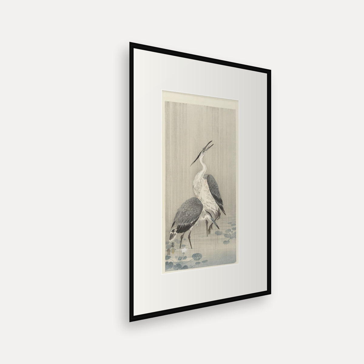 Two Herons in the Rain · Ohara Koson · Japanese Woodblock Print