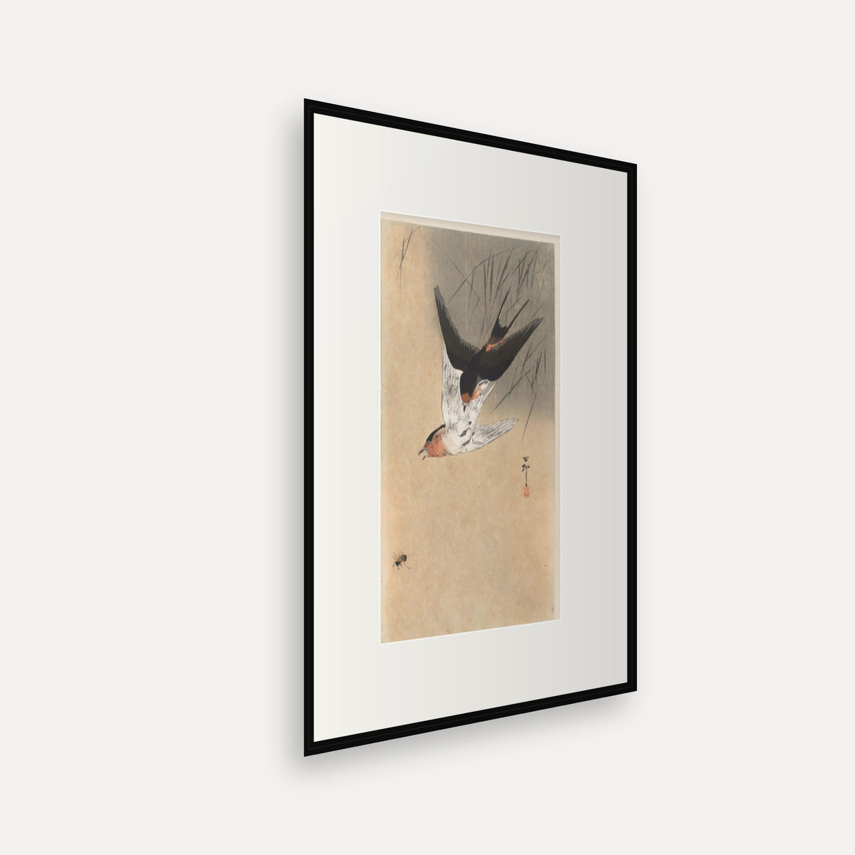 Two Swallows Diving · Ohara Koson · Japanese Woodblock Print