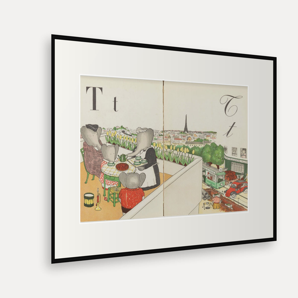 The Letter T, ABC de Babar - mounted and framed print, angled view