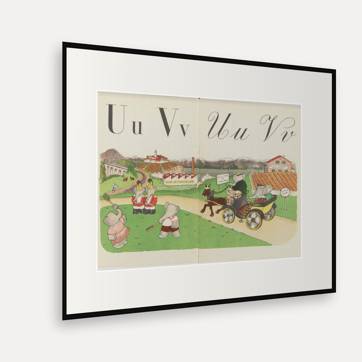 The Letters U and V, ABC de Babar - mounted and framed print, angled view