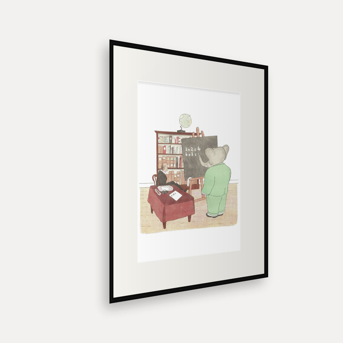 Babar's Lessons, Histoire de Babar - mounted and framed print, angled view