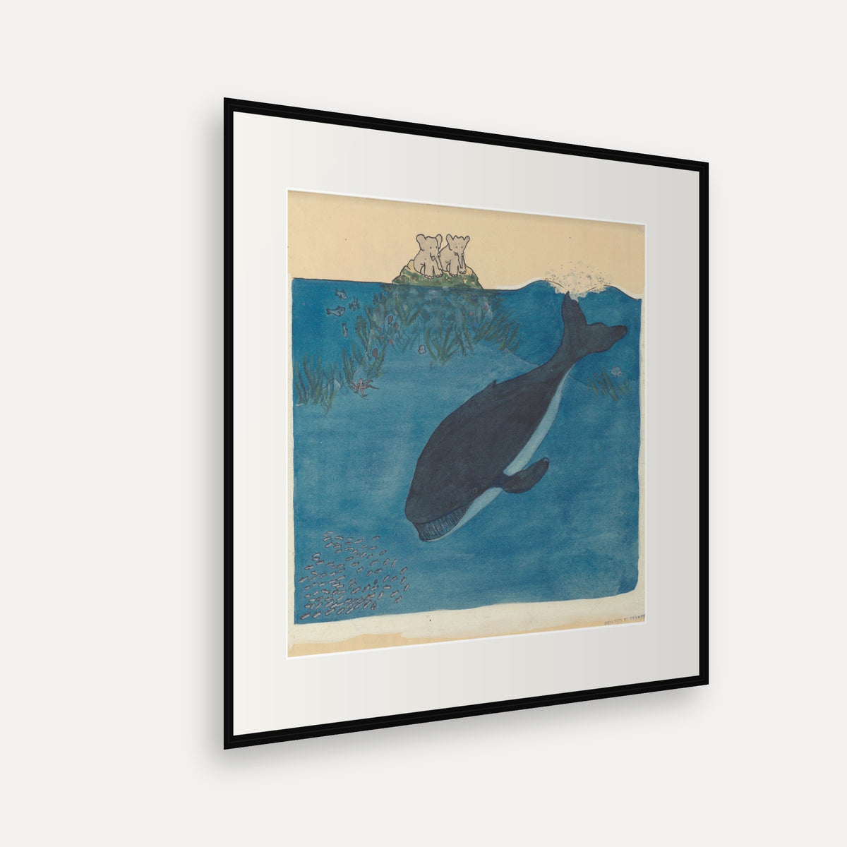 The Whale, Le voyage de Babar - mounted and framed print, angled view