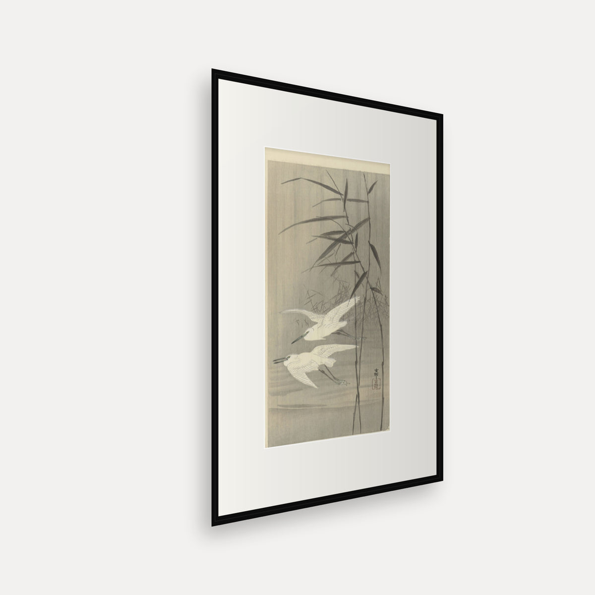 Two Egrets in Flight · Ohara Koson · Japanese Woodblock Print