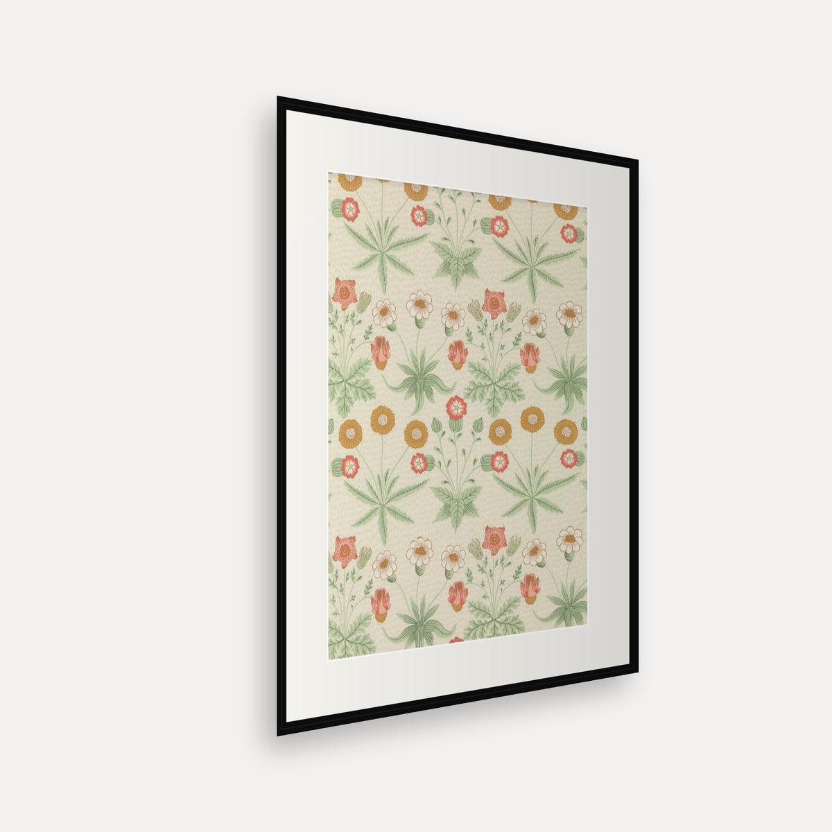 Daisy, Cream, William Morris Wallpaper Print - mounted and framed print, angled view