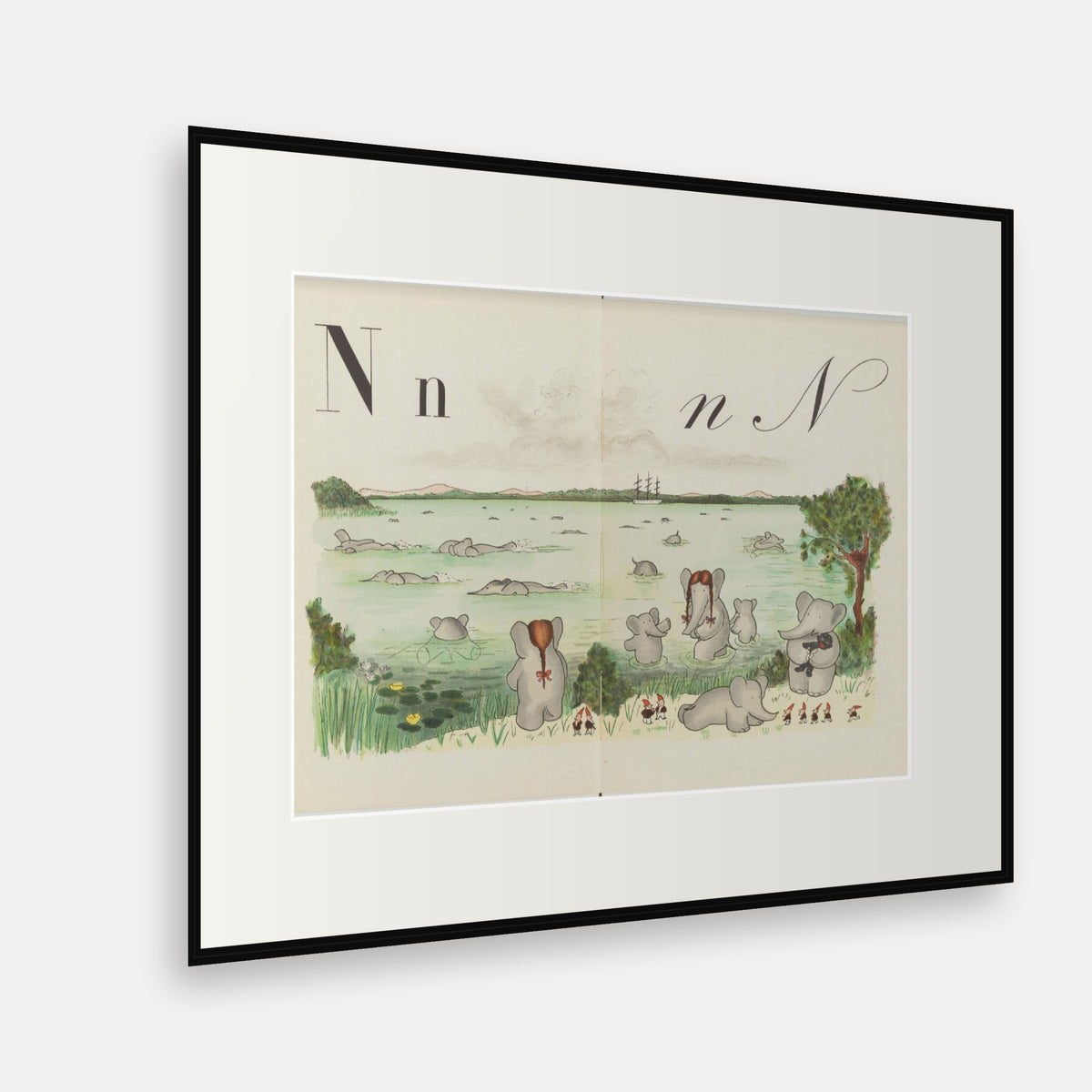 The Letter N, ABC de Babar - mounted and framed print, angled view