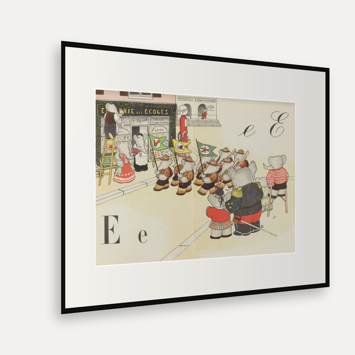The Letter E, ABC de Babar - mounted and framed print, angled view
