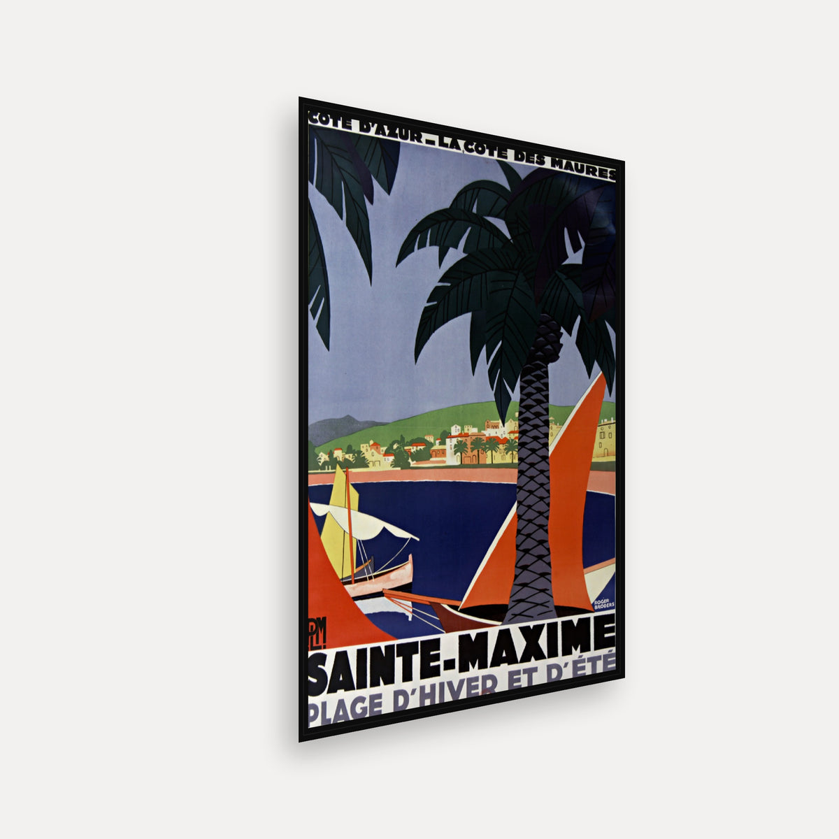 Cote d'Azur-La Cote des Maures, PLM, Sainte-Maxime, plage d'hiver et d'été · 1928 · Roger Broders - Vintage Poster Print