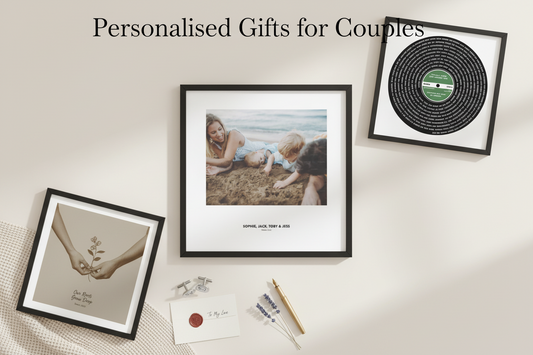 Personalised gifts for couples including custom prints and framed photo art from The Poster Edit