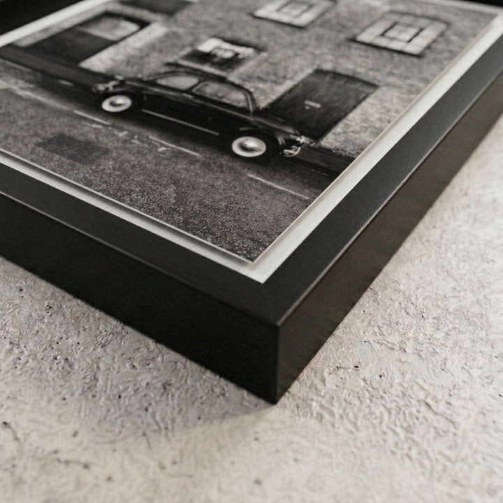 Float mounted prints with deckled edge