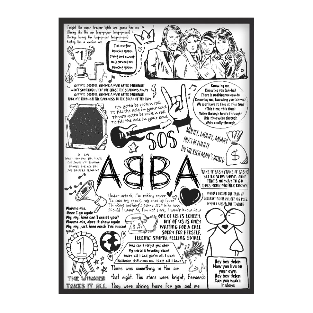 Abba Song Lyric Album Print