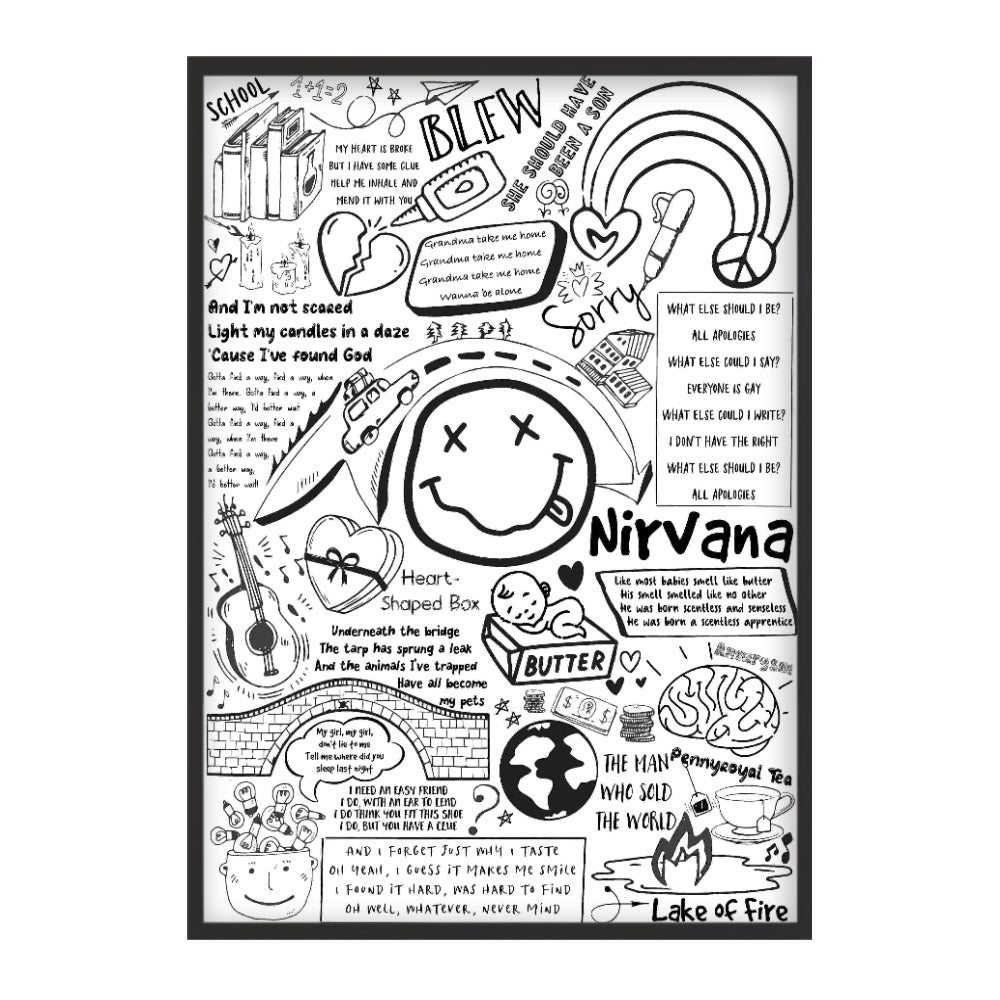 Nirvana Song Lyric Album Print