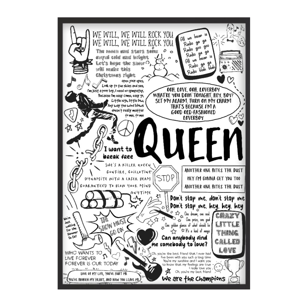 Queen Song Lyric Album Print