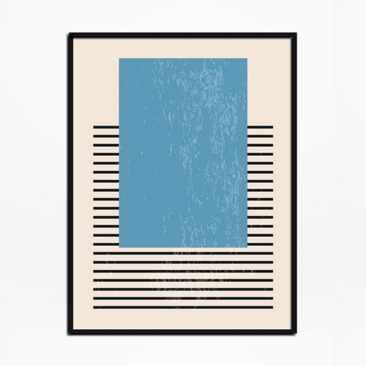 Abstract Geometric Shapes And Lines Blue Rectangle Print