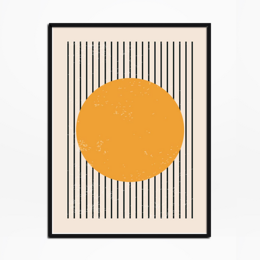 Abstract Geometric Shapes And Lines Yellow Circle Print