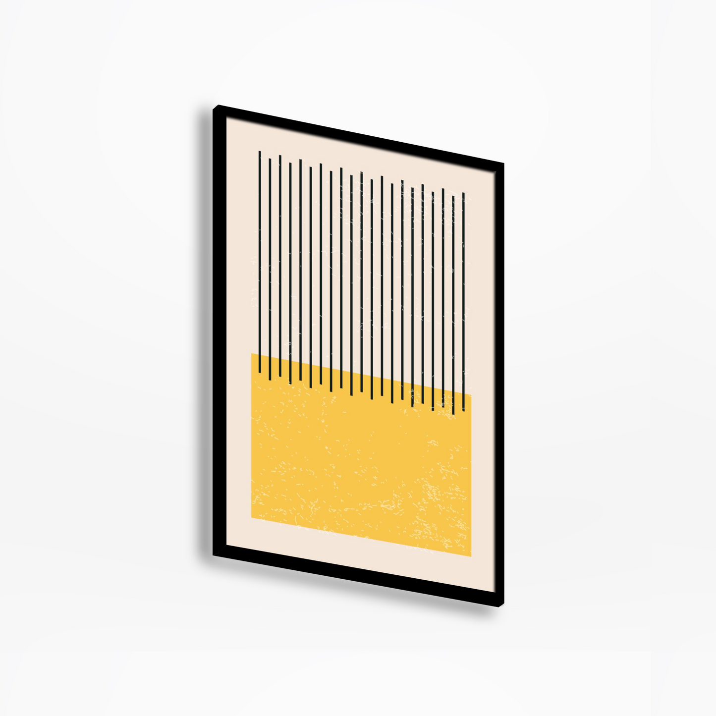 Abstract Geometric Shapes And Lines Yellow Rectangle Print