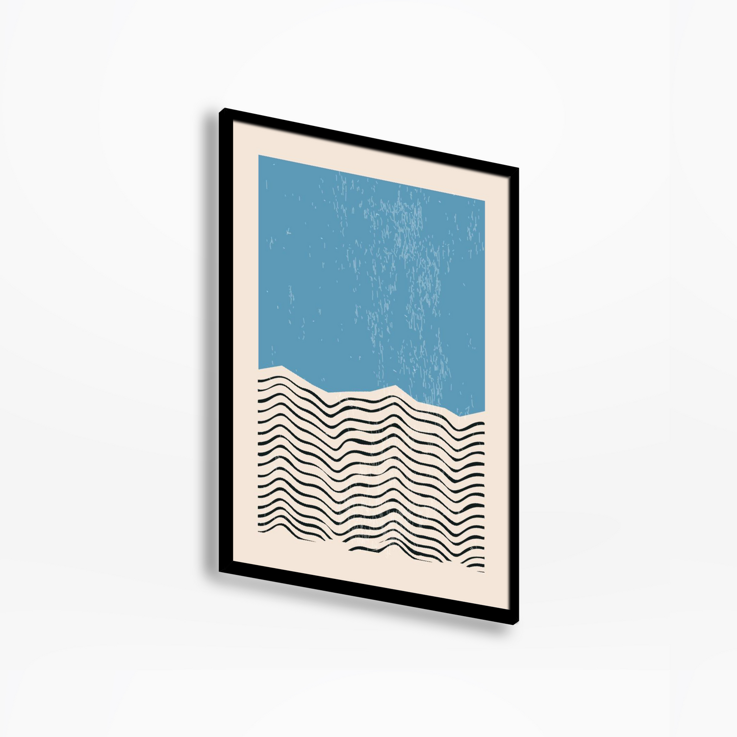 Abstract Geometric Shapes And Lines Blue Waves Print