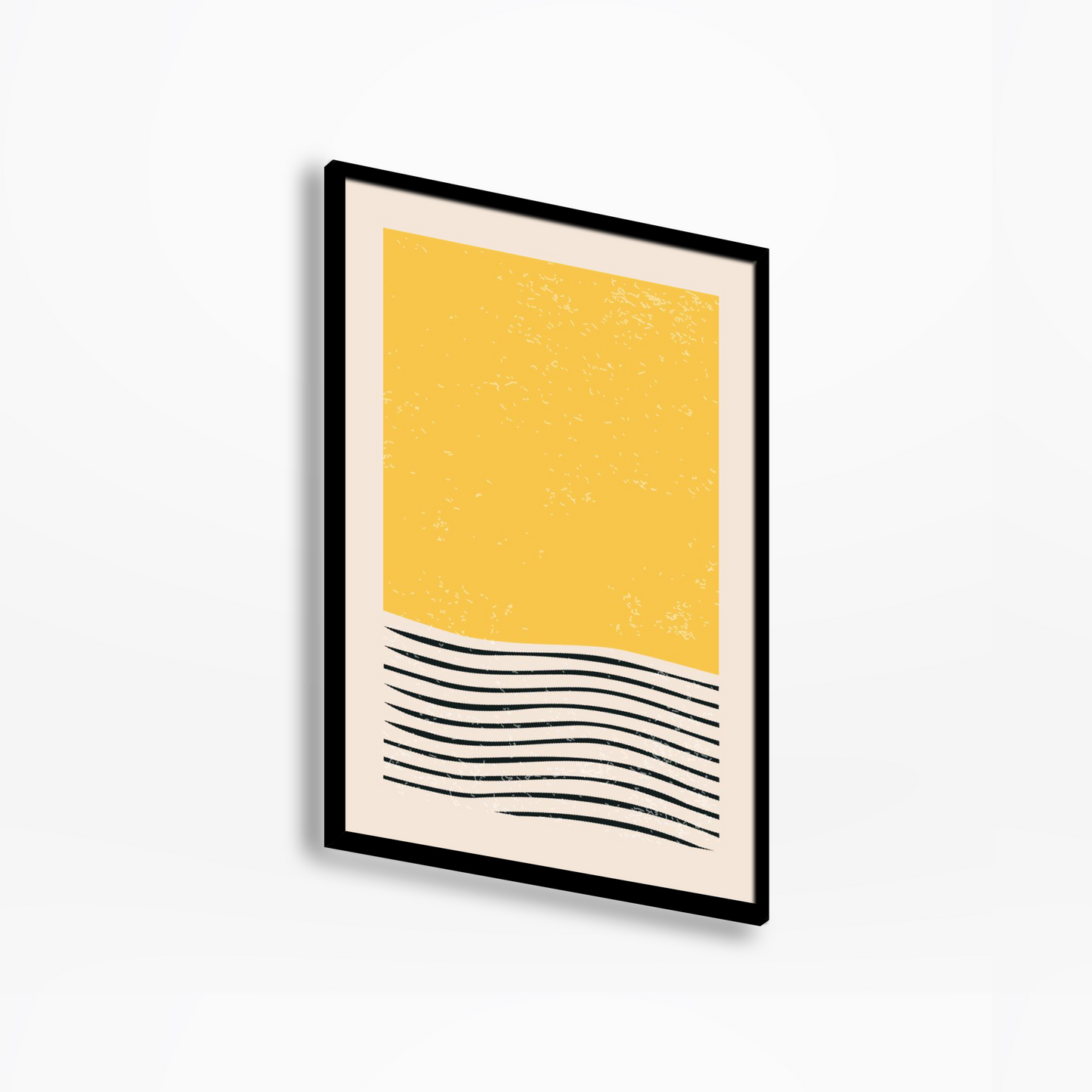 Abstract Geometric Shapes And Lines Yellow Waves Print