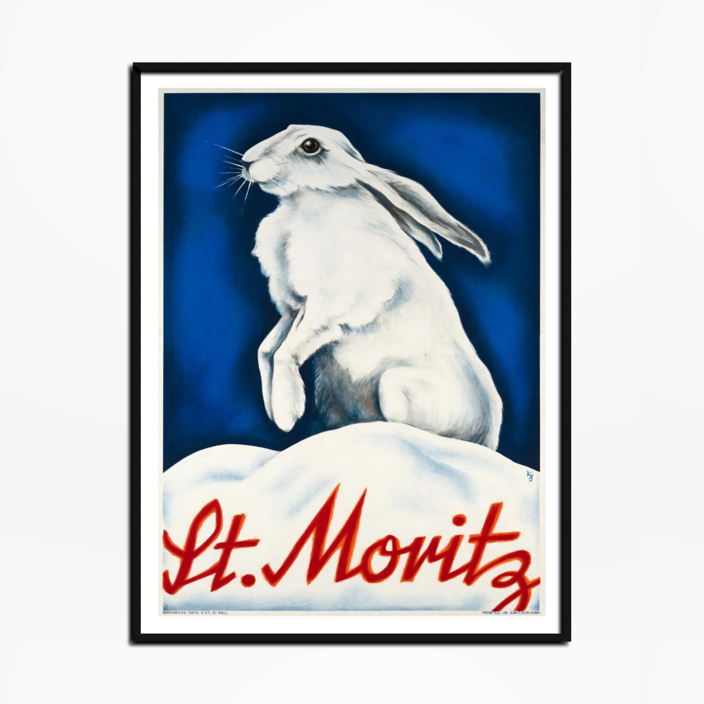 1930 St. Moritz Winter Rabbit Ski Poster