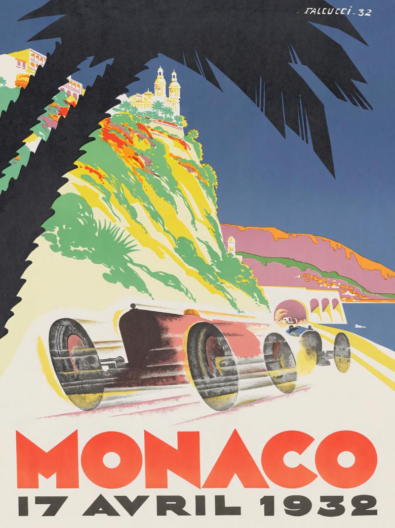 アート・デザイン・音楽 MONACO 19 AVRIL 1931 1932 Monaco Grand Prix Poster - Vintage Car Racing Print – The