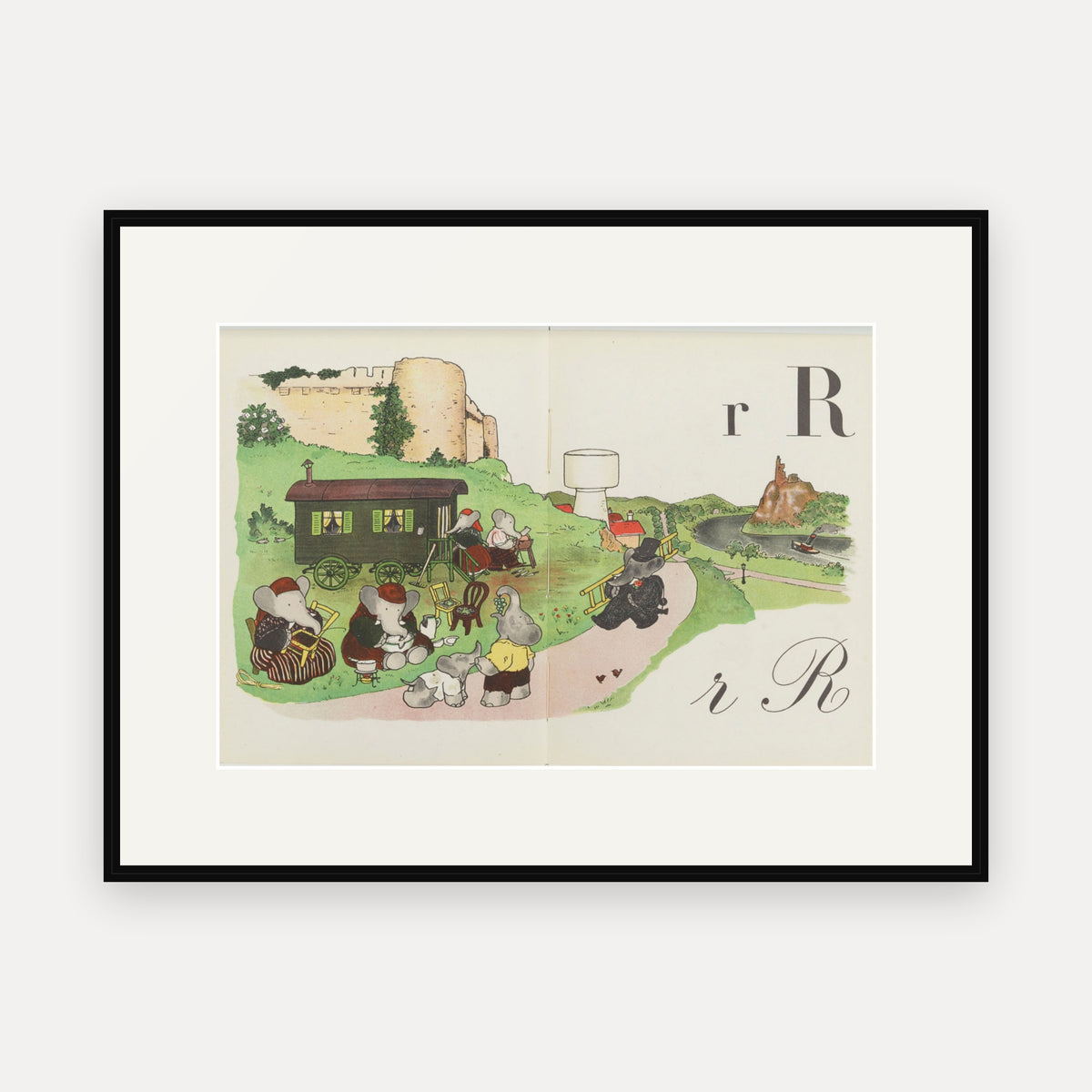 The Letter R, ABC de Babar - mounted and framed print, front view