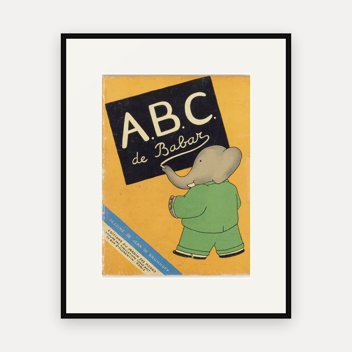 The Cover, ABC de Babar - mounted and framed print, front view