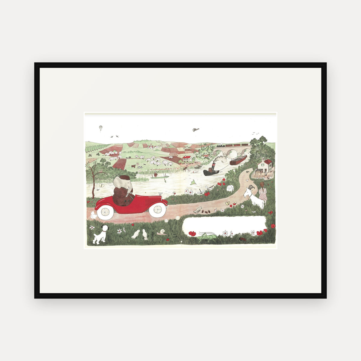 The Drive in the Country, Histoire de Babar - mounted and framed print, front view