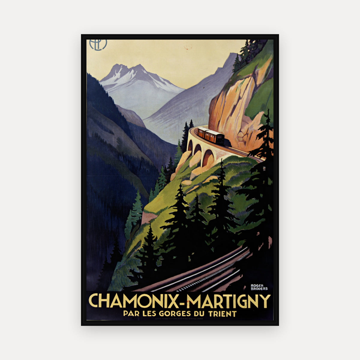PLM, Chamonix-Martigny · 1930 · Roger Broders — Vintage Poster Print