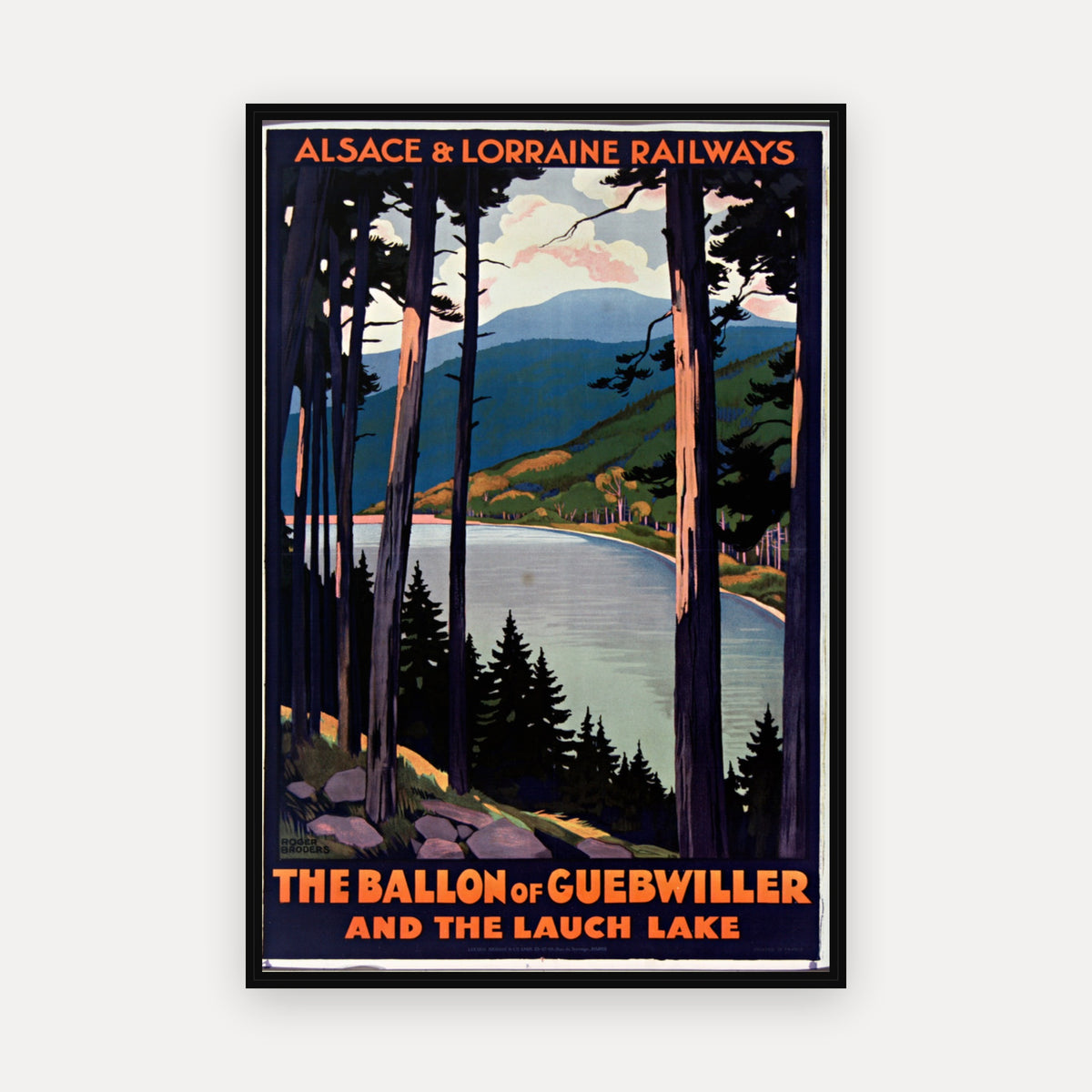 Alsace & Lorraine Railways, The Ballon of Guebwiller the Lauch Lake · 1930 · Roger Broders - Vintage Poster Print