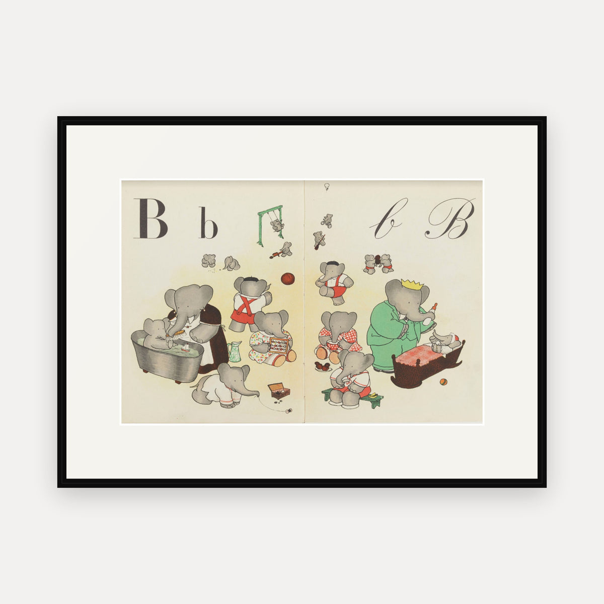 The Letter B, ABC de Babar - mounted and framed print, front view