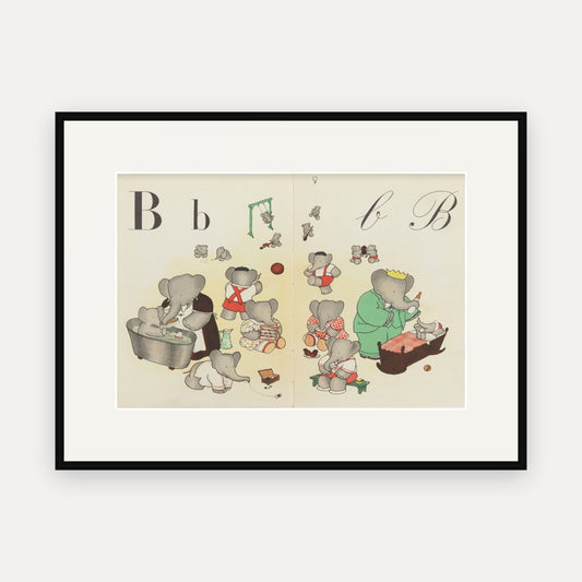 The Letter B, ABC de Babar - mounted and framed print, front view