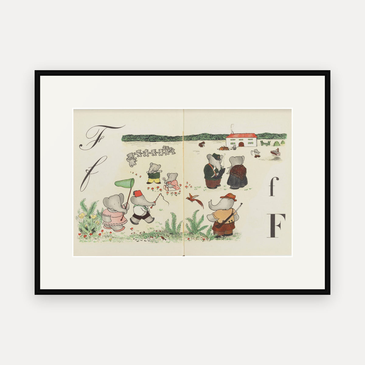 The Letter F, ABC de Babar - mounted and framed print, front view