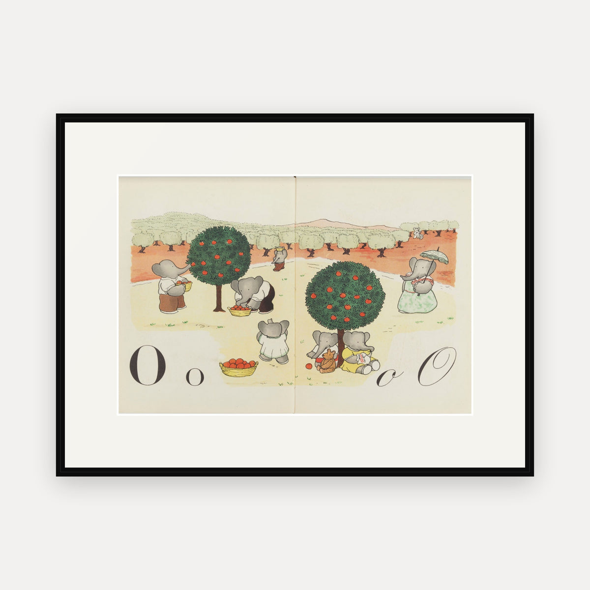 The Letter O, ABC de Babar - mounted and framed print, front view