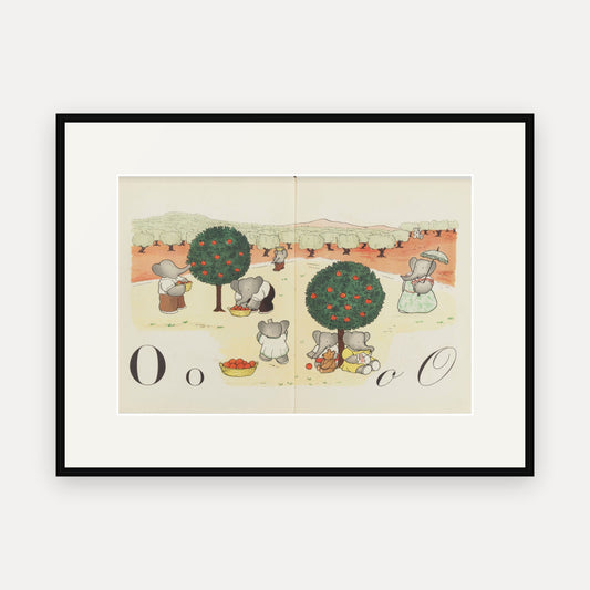 The Letter O, ABC de Babar - mounted and framed print, front view