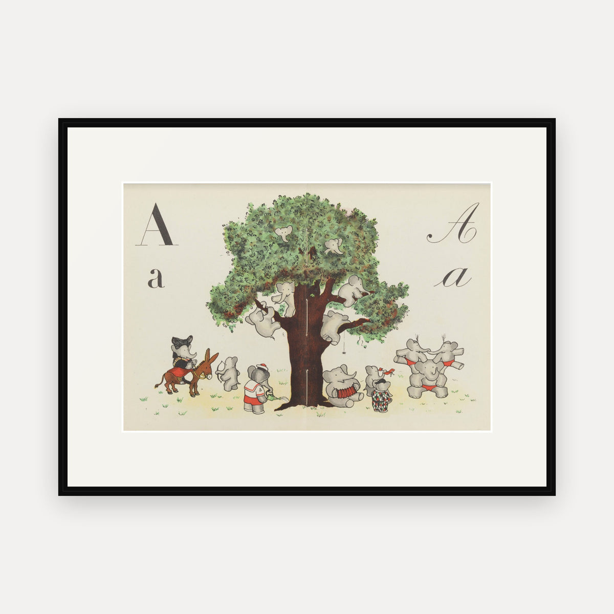 The Letter A, ABC de Babar - mounted and framed print, front view