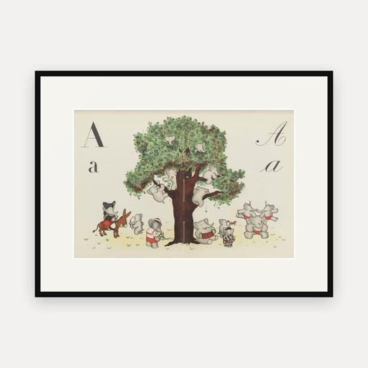The Letter A, ABC de Babar - mounted and framed print, front view