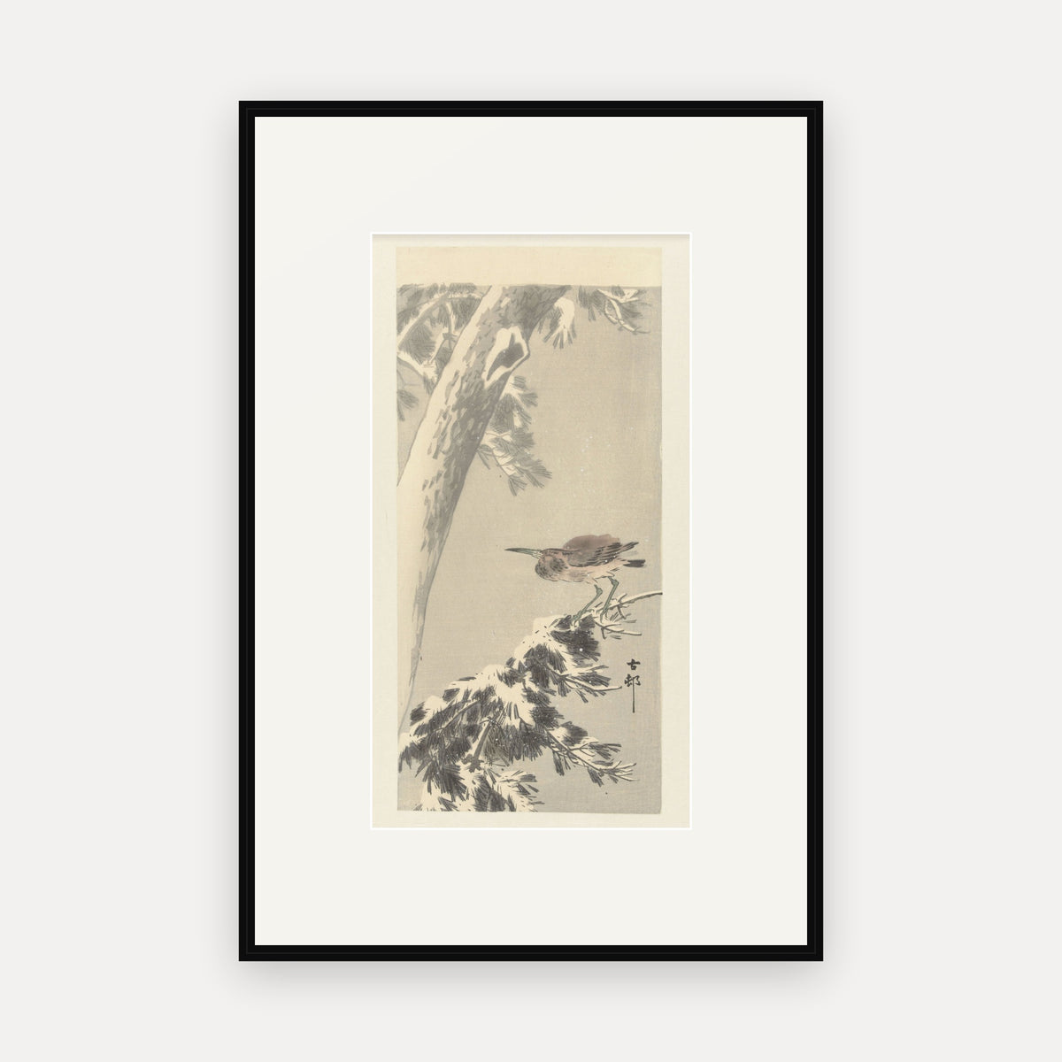 Night Heron on a Snowy Branch · Ohara Koson · Japanese Woodblock Print