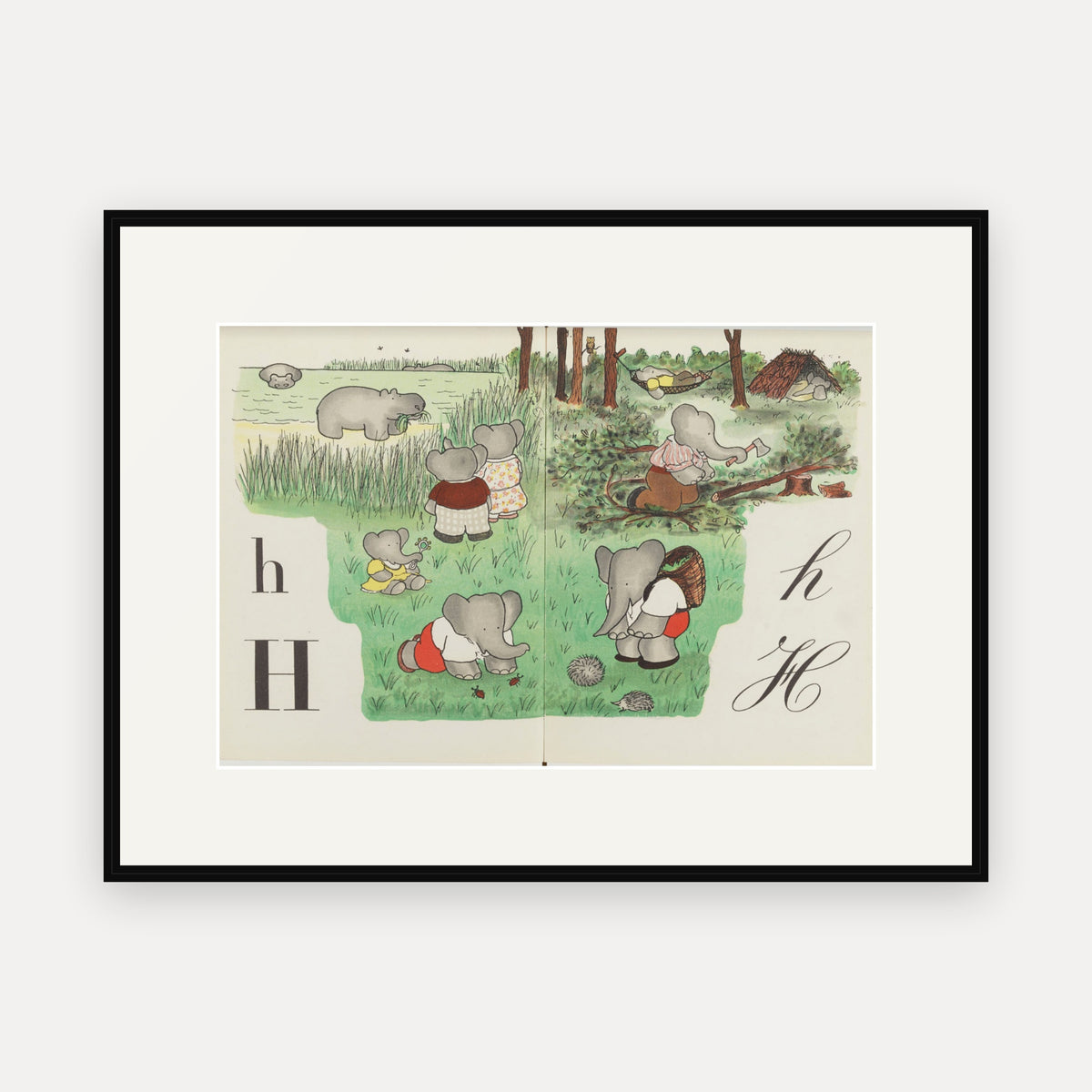 The Letter H, ABC de Babar - mounted and framed print, front view