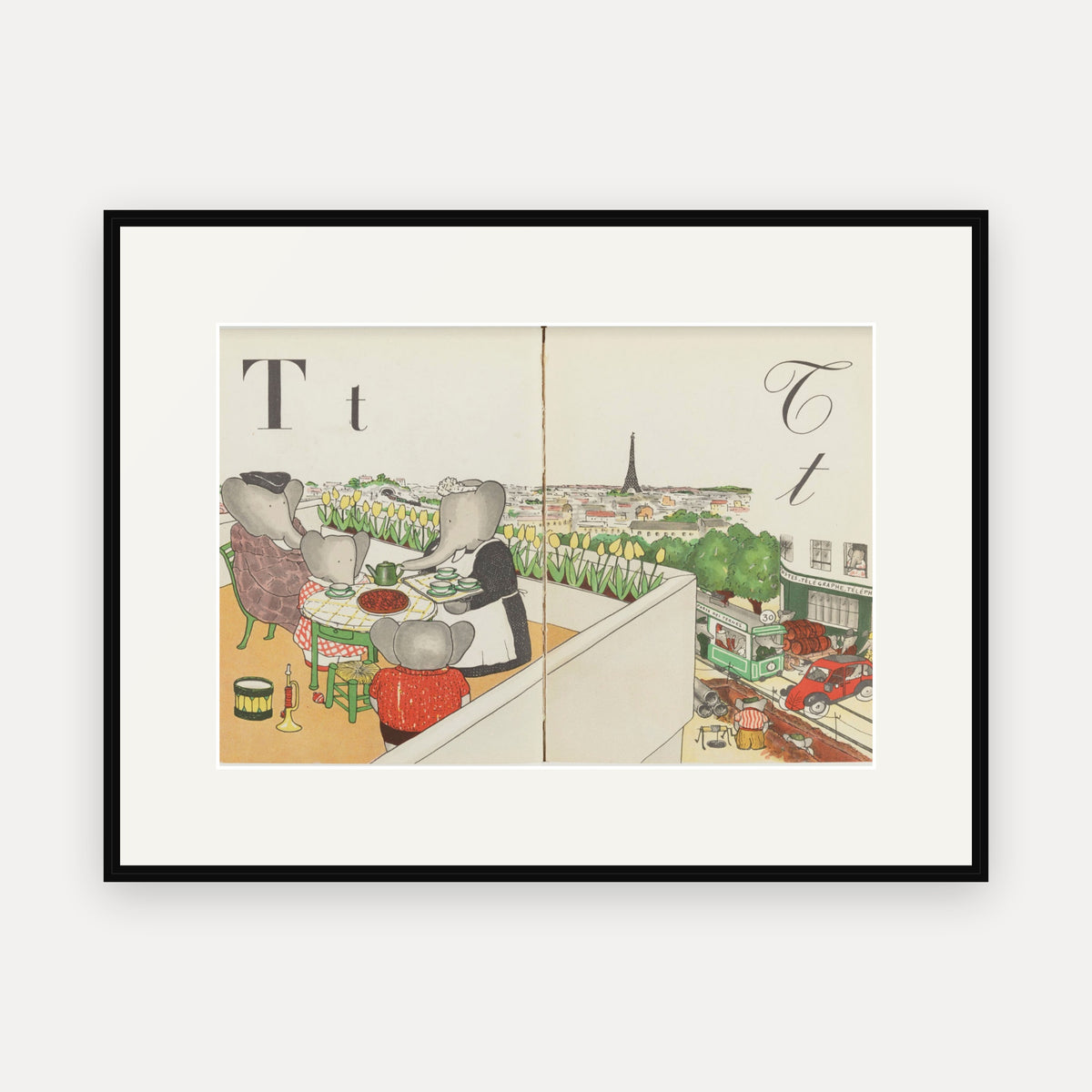 The Letter T, ABC de Babar - mounted and framed print, front view