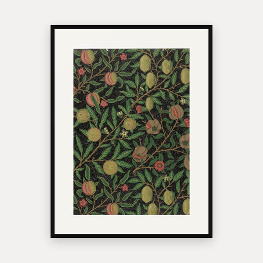 Fruit, Dark Ground, William Morris Wallpaper Print - mounted and framed print, front view