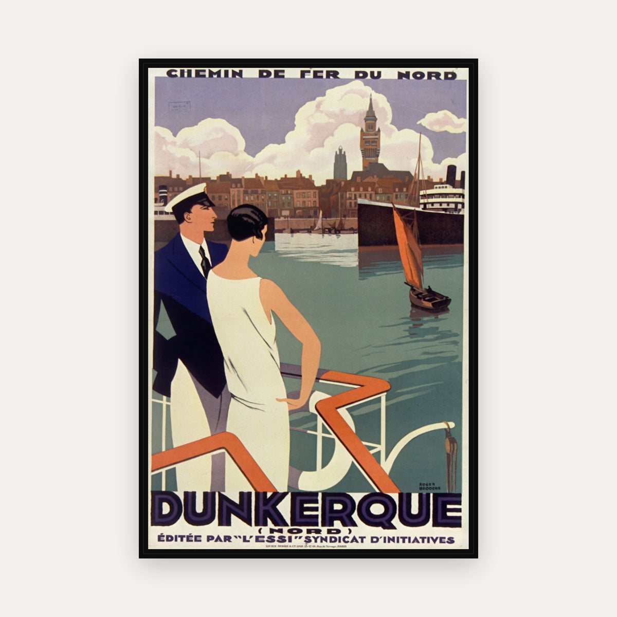Chemin de fer du Nord. Dunkerque (Nord). Editée par "l'Essi", Syndicat d'initiative · 1929 · Roger Broders - Vintage Poster Print