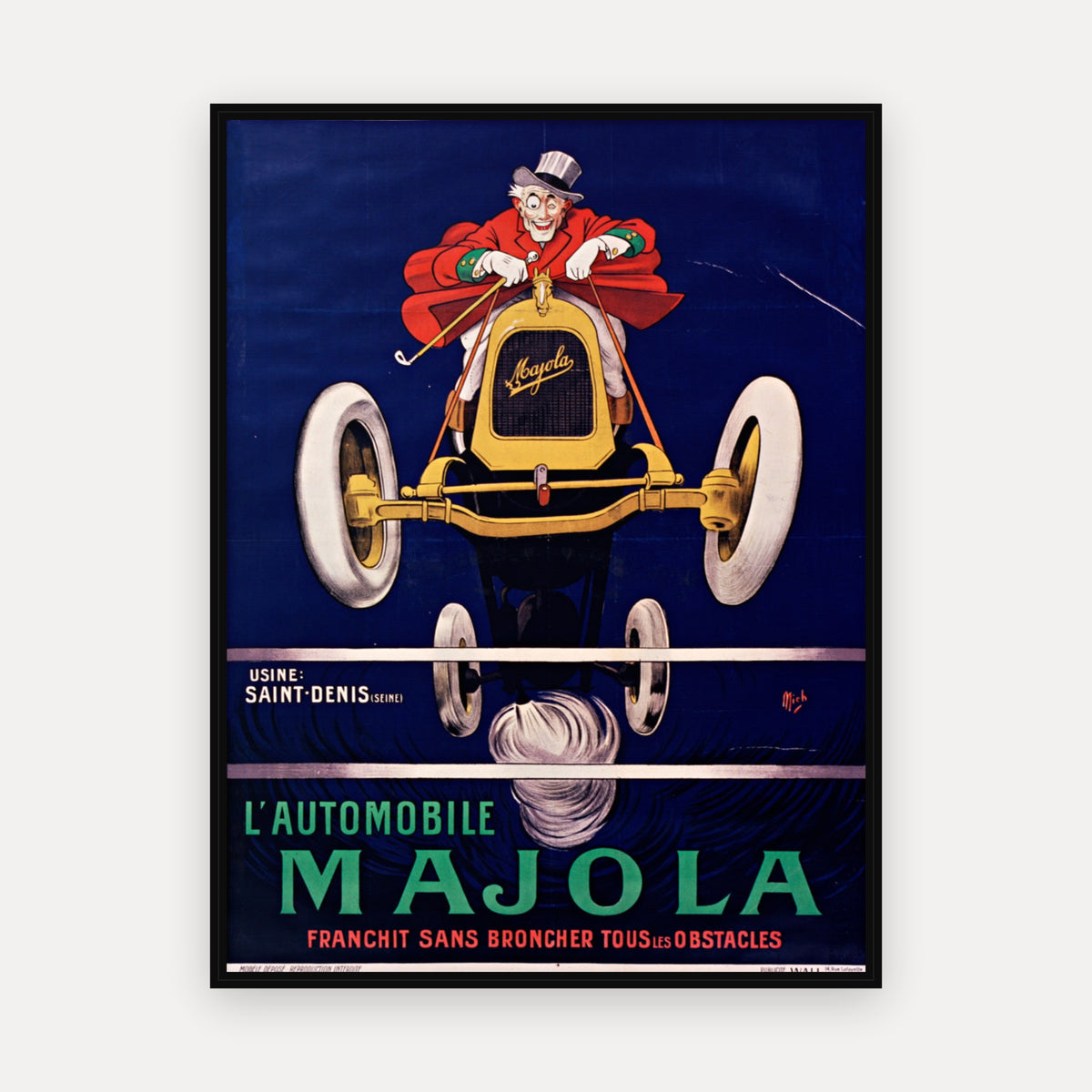 L'Automobile Majola franchit sans broncher tous les obstacles · 1929 · Mich - Vintage Poster Print