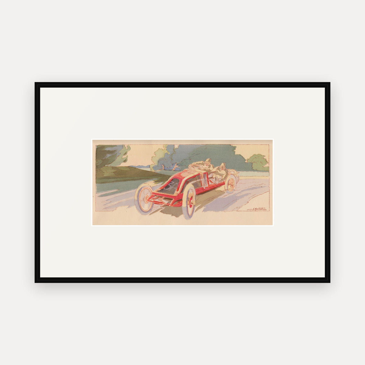 Circuit de la Sarthe 1906, Renault - Ernest Montaut framed print