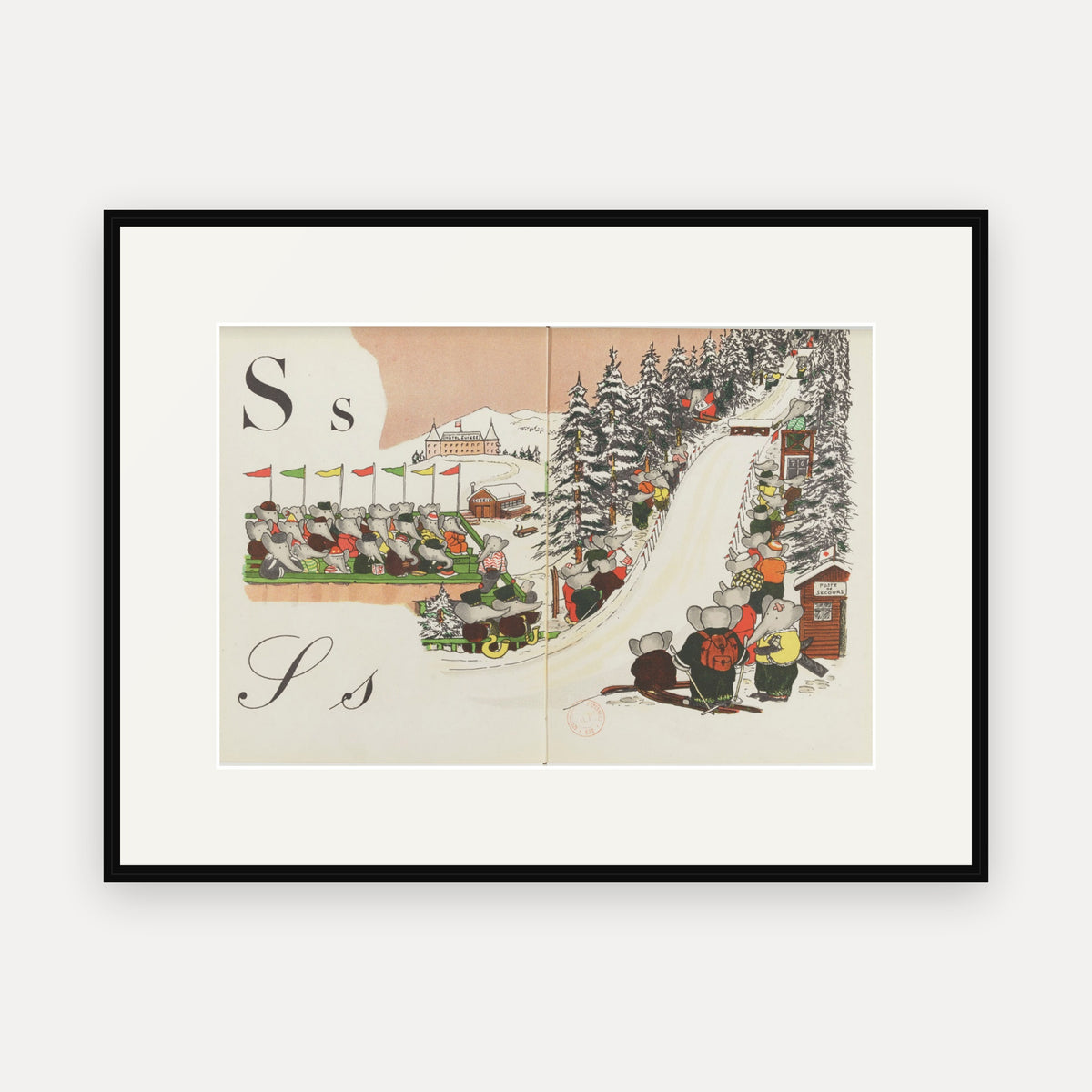 The Letter S, ABC de Babar - mounted and framed print, front view