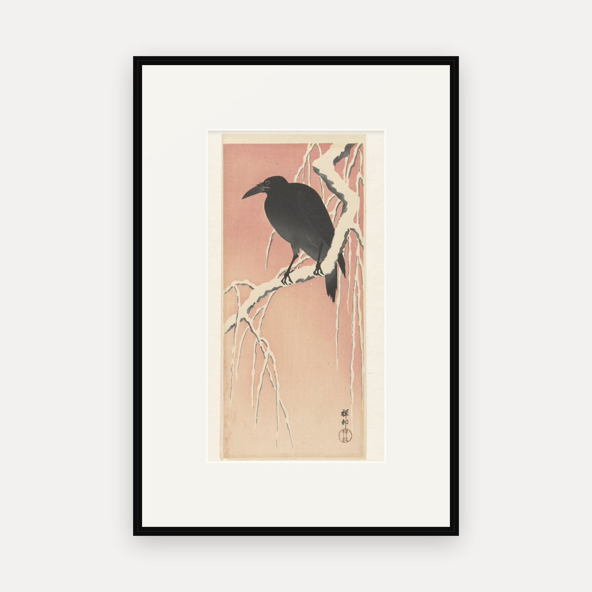Crow on a Snowy Branch · Ohara Koson · Japanese Woodblock Print