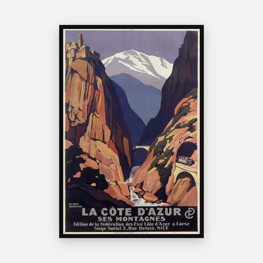 La Côte d'Azur ses montagnes. Edition de la Fédération des Essi Côte d'Azur et Corse · 1930 · Roger Broders - Vintage Poster Print