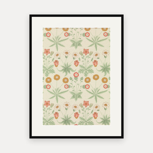 Daisy, Cream, William Morris Wallpaper Print - mounted and framed print, front view