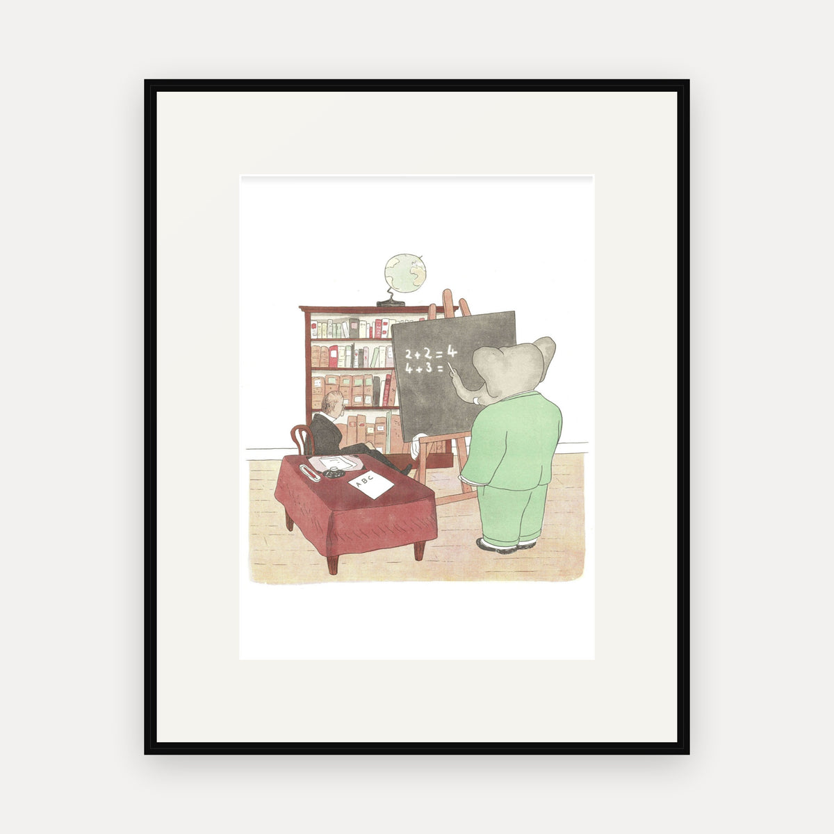 Babar's Lessons, Histoire de Babar - mounted and framed print, front view