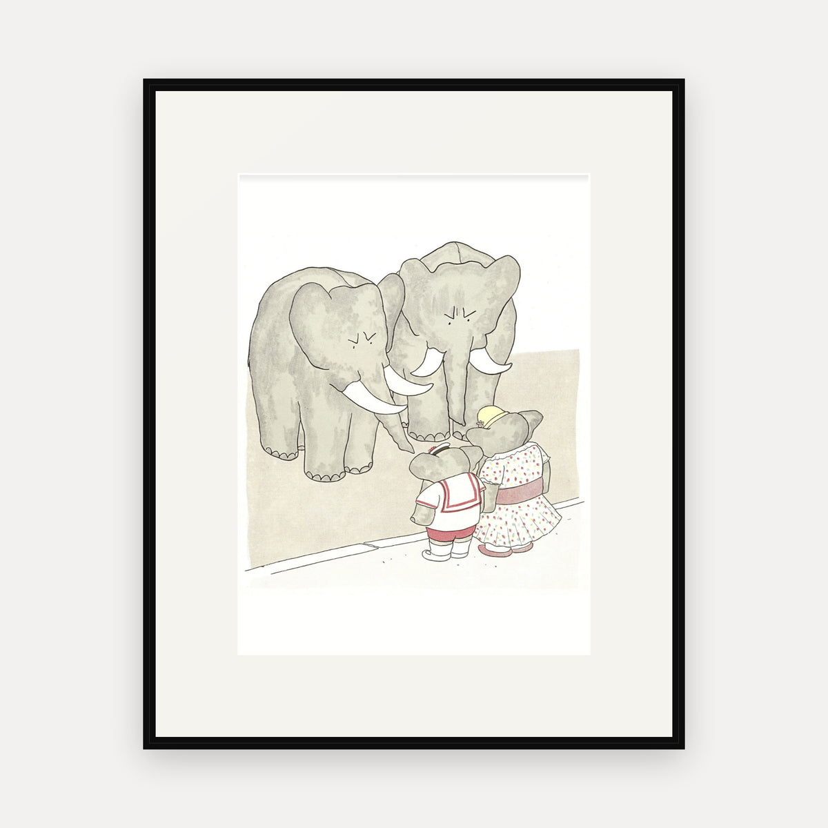 The Mothers Come to Town, Histoire de Babar - mounted and framed print, front view